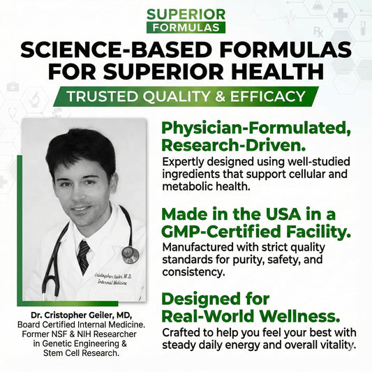 Superior Formulas Liposomal AKG 1100 mg label highlights non-GMO and gluten-free.