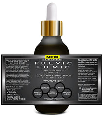 Superior Fulvic Humic X935 ingredients panel shows plant-derived minerals.