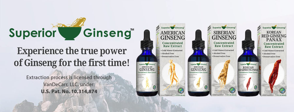 Superior Ginseng Siberian Ginseng Root Extract shown with a pet, potential immune-support for companions.