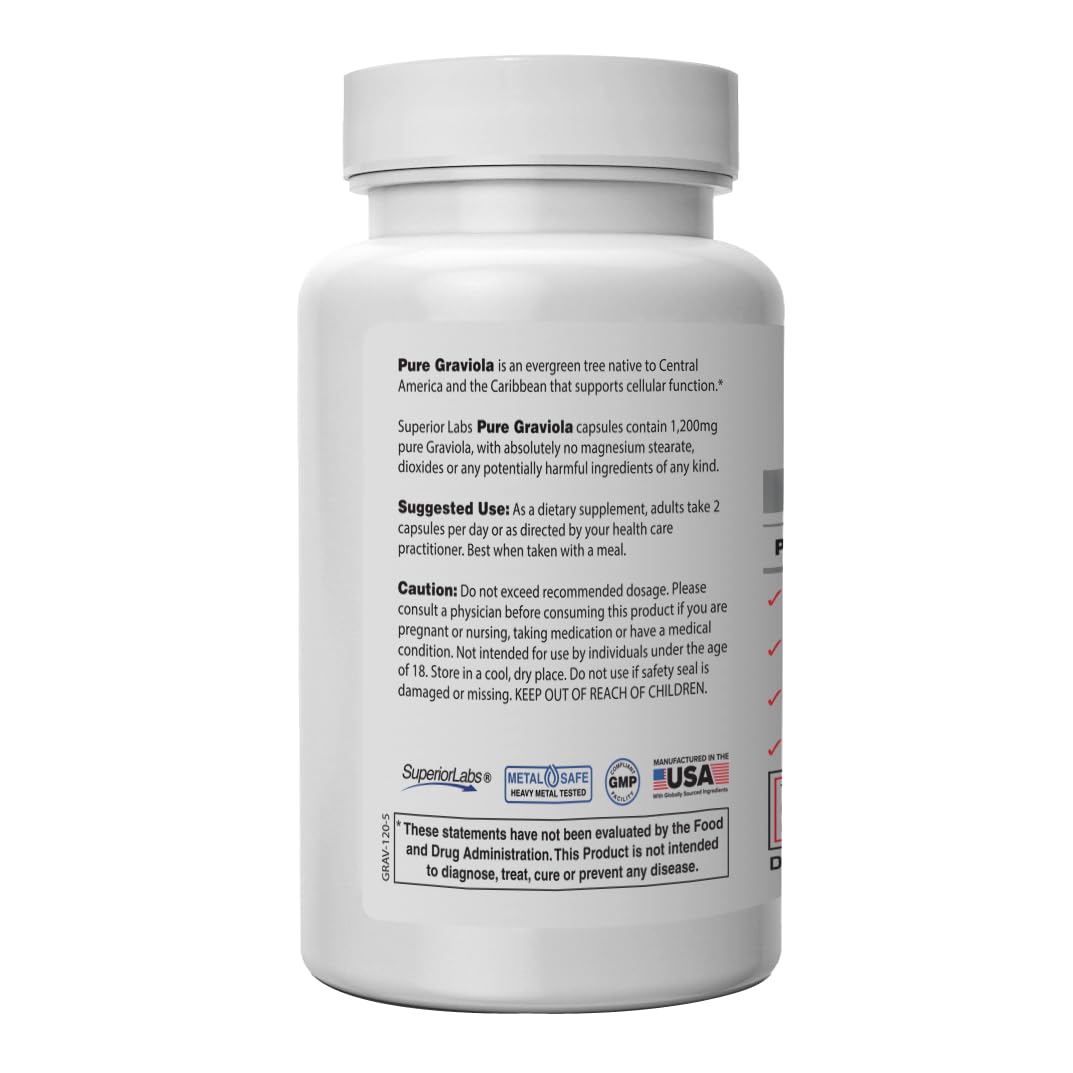 Graviola capsules close-up highlighting high-potency extract.