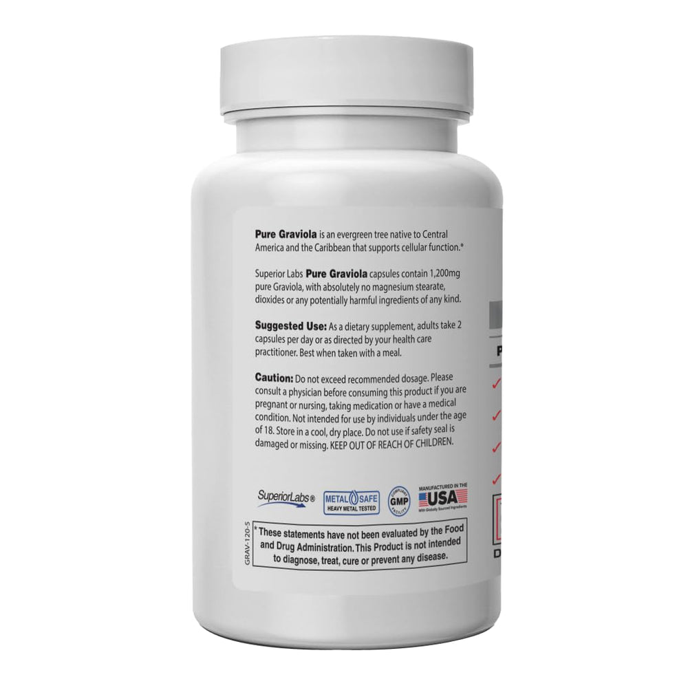 Graviola capsules close-up highlighting high-potency extract.