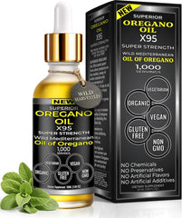 Superior Oregano Oil X95 bottle showing potency for easy daily dosing