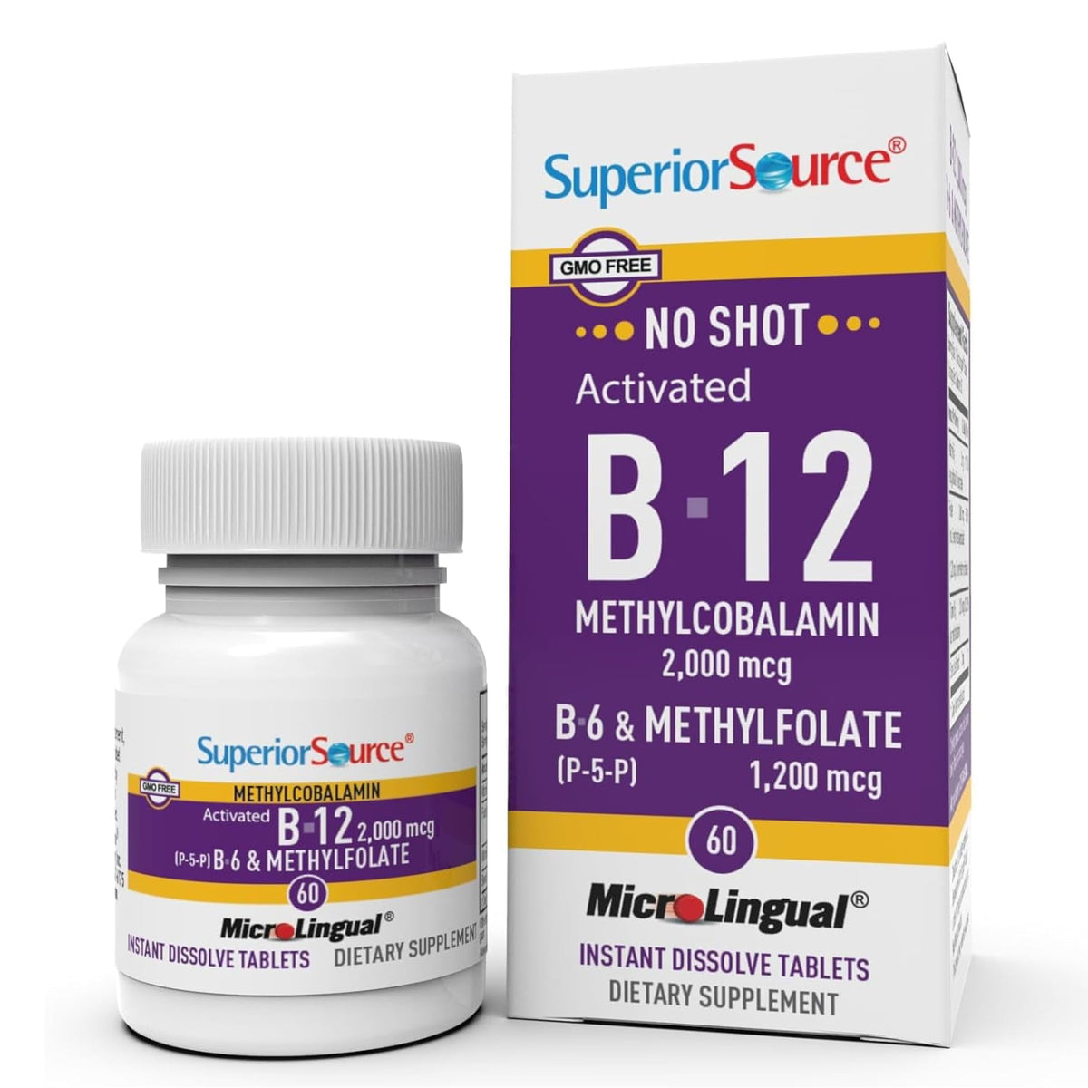 Superior Source B-12 methylcobalamin sublingual tablet for quick energy support