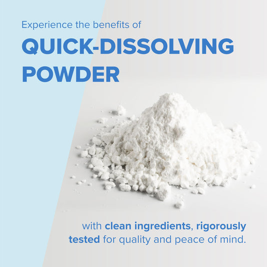 Superior Source Creatine HMB powder dispensing into a shaker for smooth mixing.