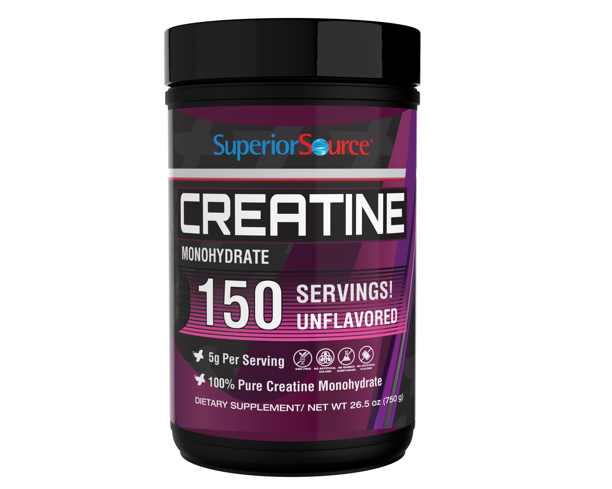 Superior Source Creatine Monohydrate 5g serving close-up highlighting muscle support