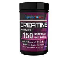 Superior Source Creatine Monohydrate 5g serving close-up highlighting muscle support