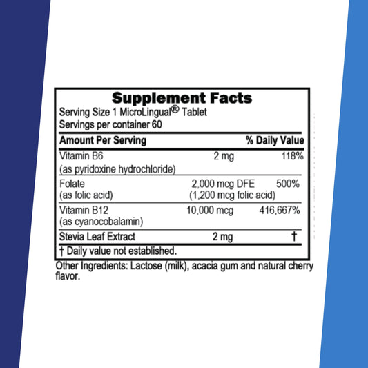 Superior Source No Shot B12 tablets dissolving under tongue for quick absorption.