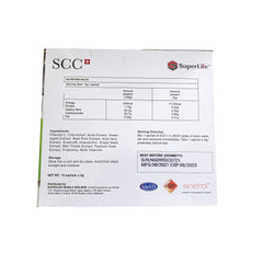 Superlifeworld SCC+ bottle side with dosage details