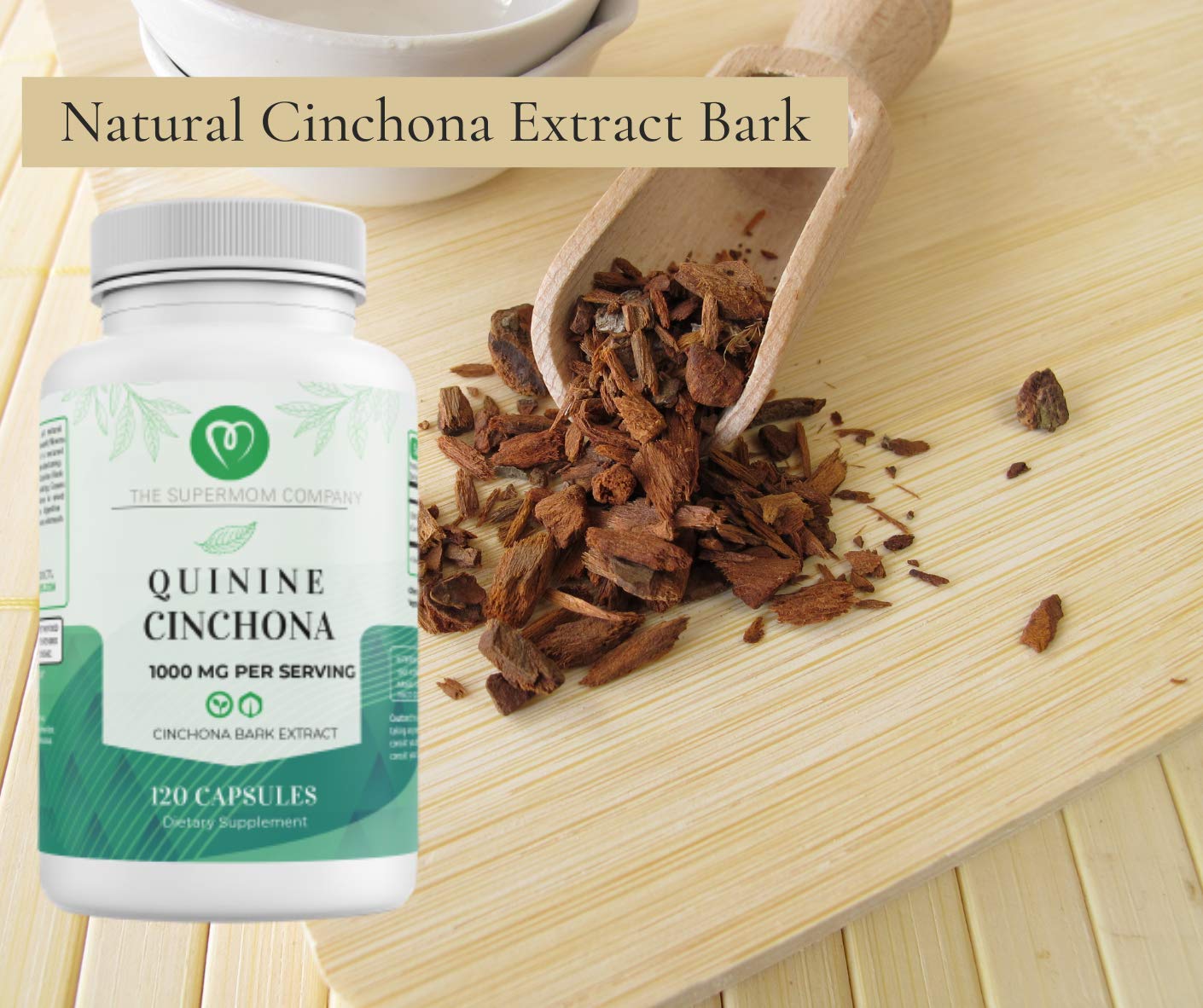 The Supermom Quinine bark ingredients label emphasizes natural, gluten-free formulation.