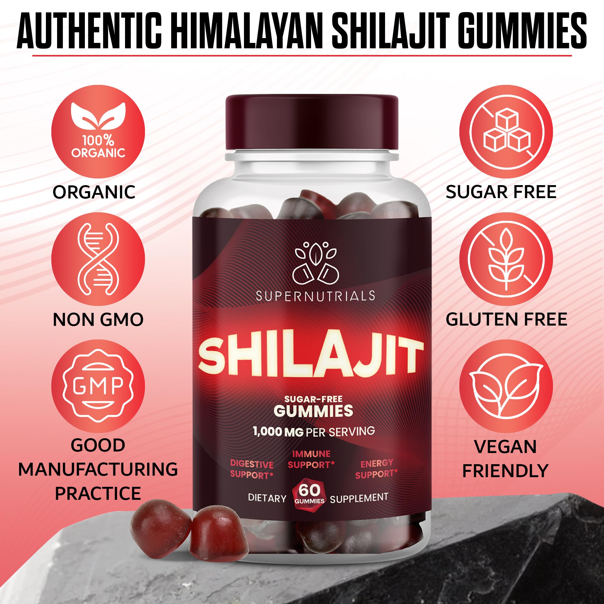 SUPERNUTRIALS Shilajit Gummies daily-use scene depicts an energized user in motion.