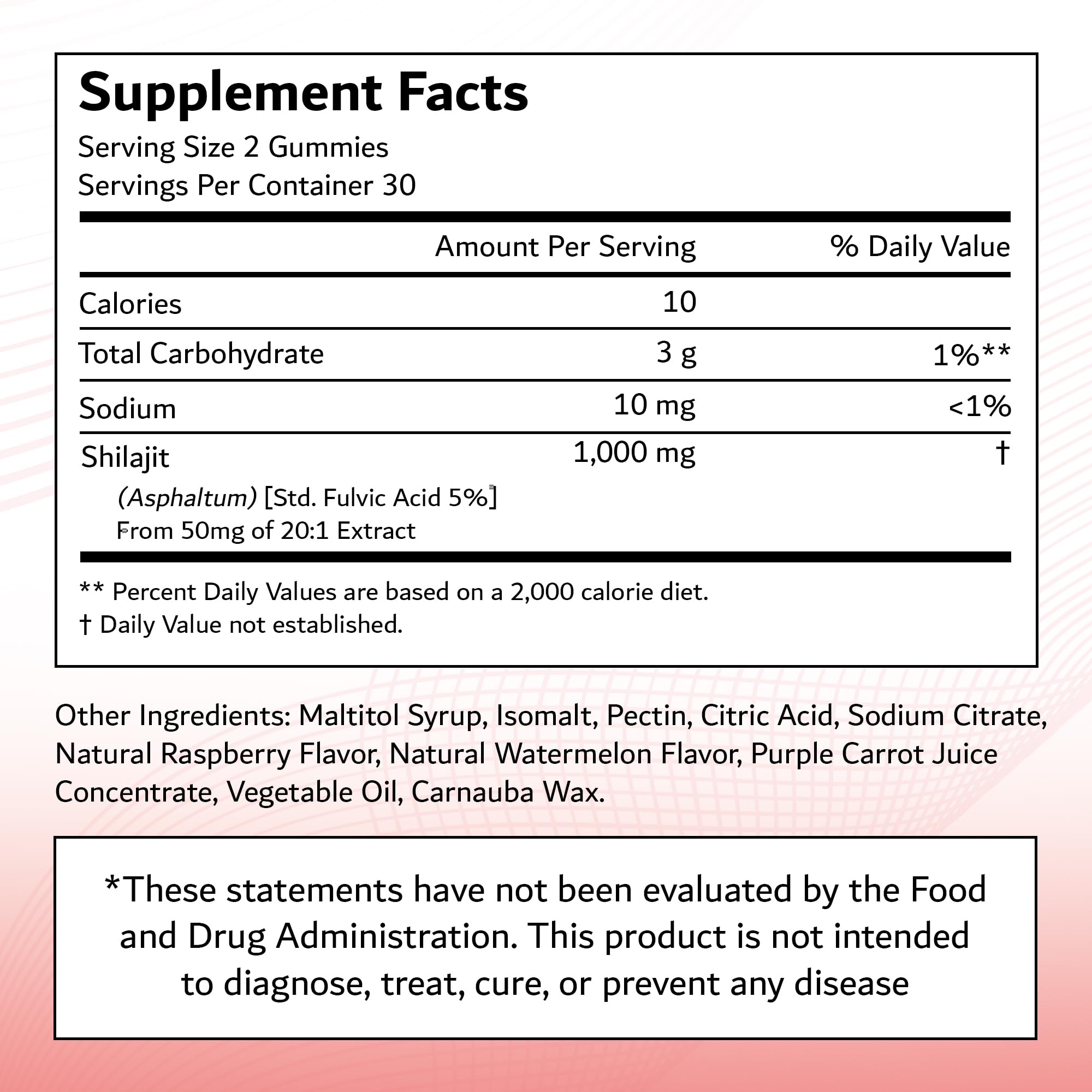 SUPERNUTRIALS Shilajit Gummies lab-test badge signals purity and potency.