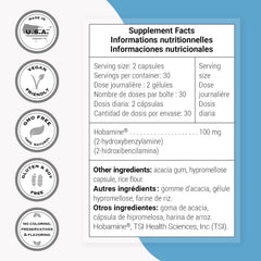 Supersmart 2-HOBA ingredients list notes non-GMO, vegan, gluten-free profile.