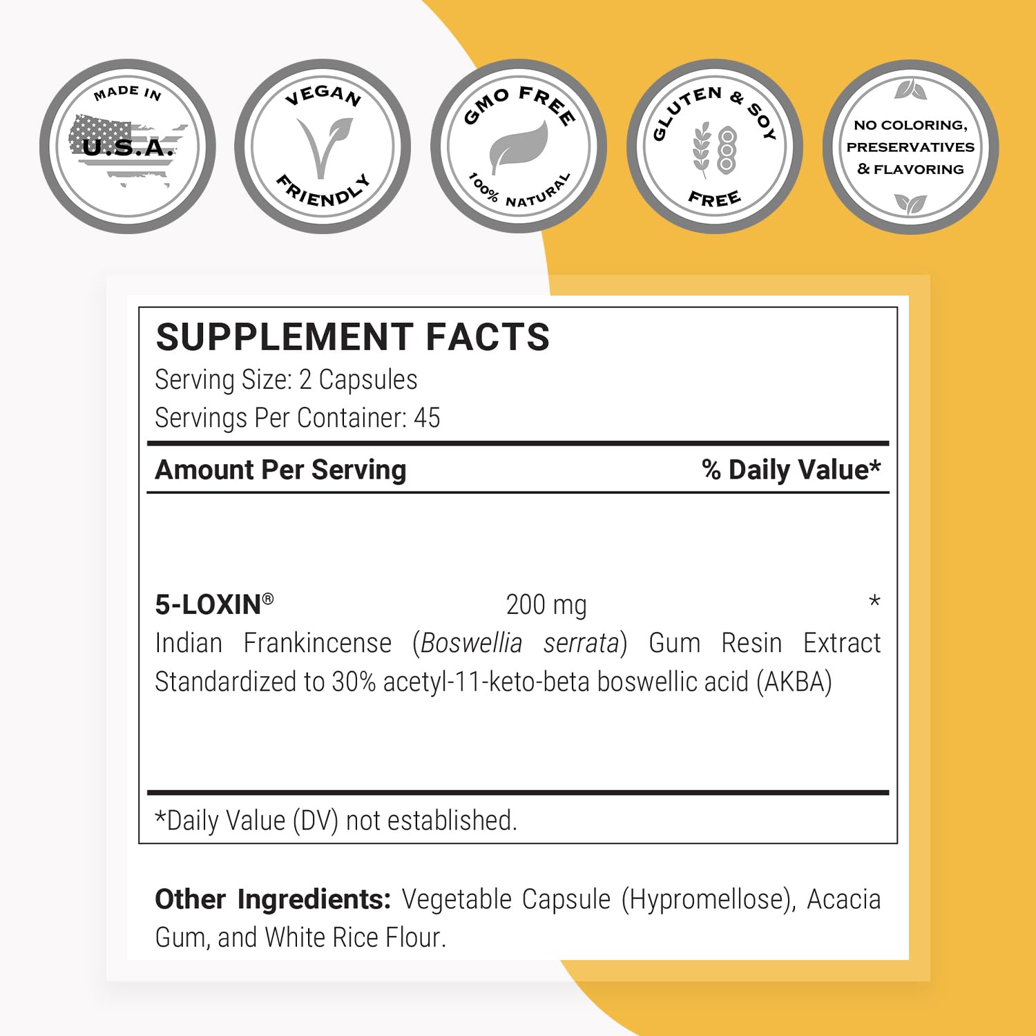 Supersmart AKBA patent label signaling high-strength, patented formulation.