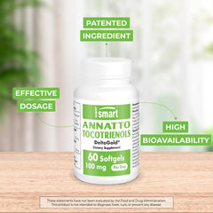 Supersmart Annatto Tocotrienols bottle back label with DeltaGold composition