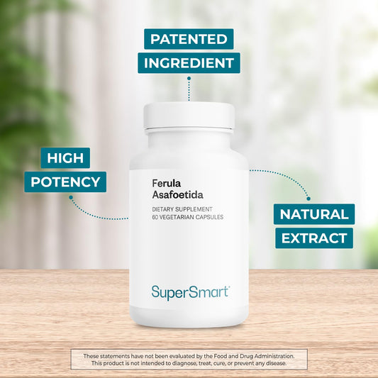Supersmart-asafin capsules close-up highlighting 2% volatile oils.