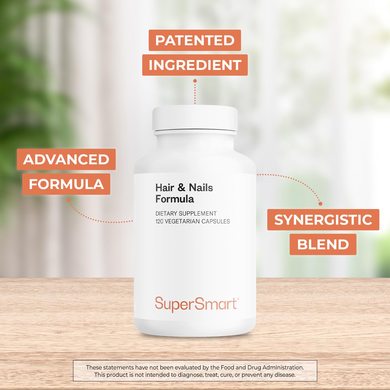 Supersmart Cynatine HNS keratin close-up emphasizes patented solubilized keratin for hair health
