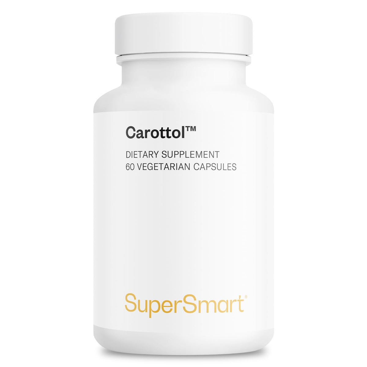 Supersmart Carottol bottle front view showcasing 60 vegan capsules