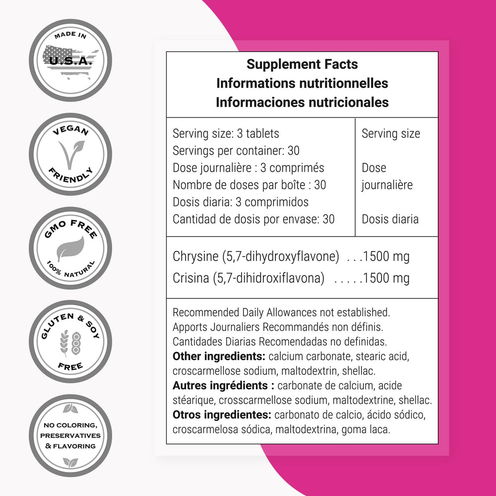 Supersmart Chrysine packaging box highlighting Non-GMO and Gluten Free