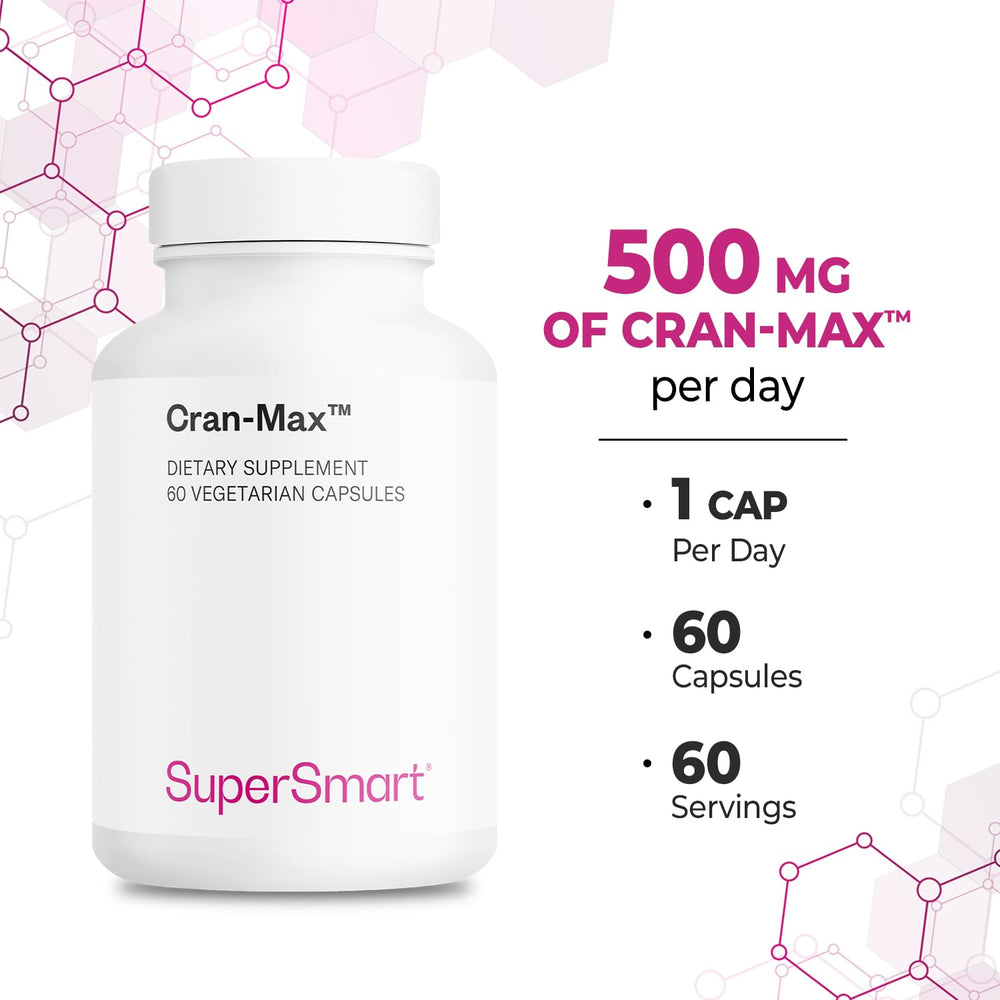 Supersmart Cran-Max packaging emphasizing gluten-free cranberry formulation