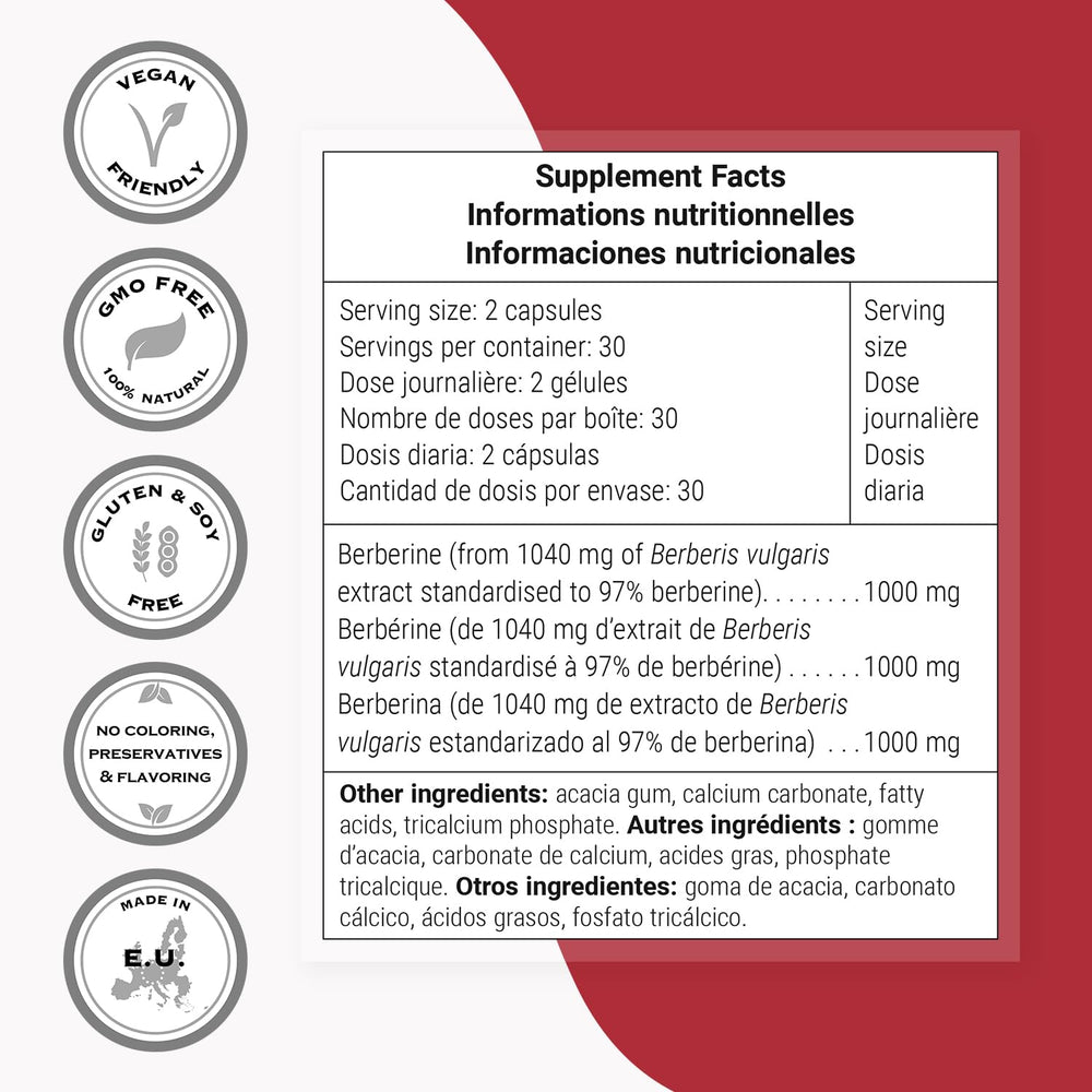 Two capsules per day for the Supersmart Berberine HCl regimen