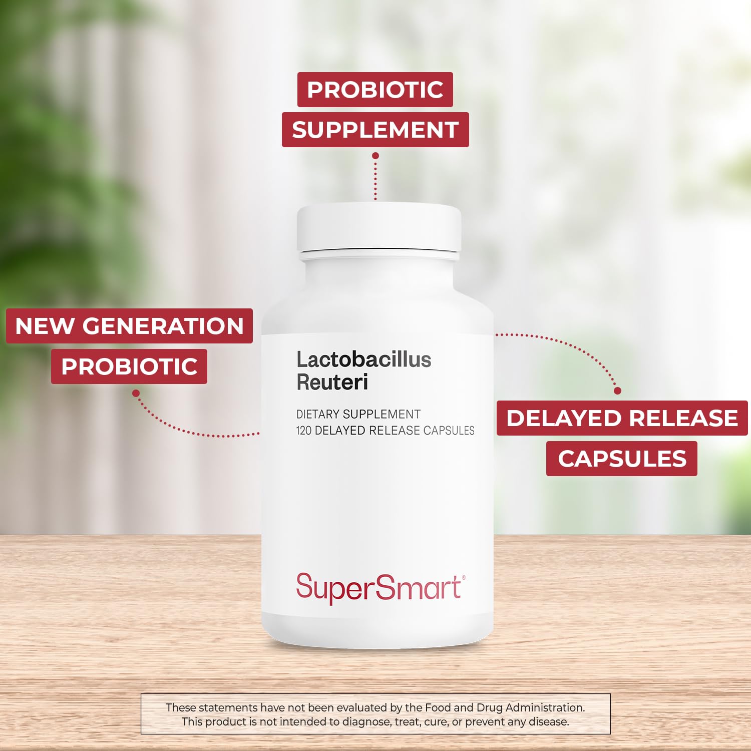 Supersmart delayed-release capsules packaging view illustrating gastro-resistant design for better survival