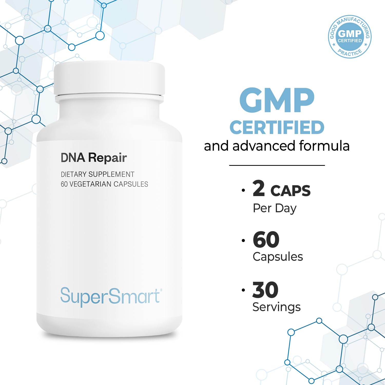 Supersmart DNA Repair vegan capsules, plant-based daily supplement