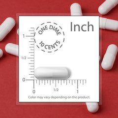 Capsule close-up illustrating compact daily supplement format.