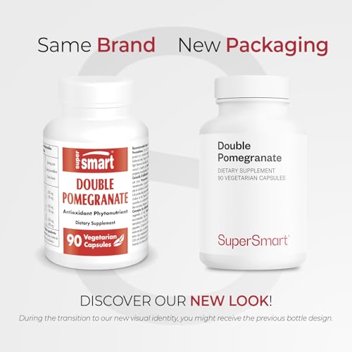 Supersmart Double Pomegranate capsules emphasize punicalagins 40% for potent polyphenols.