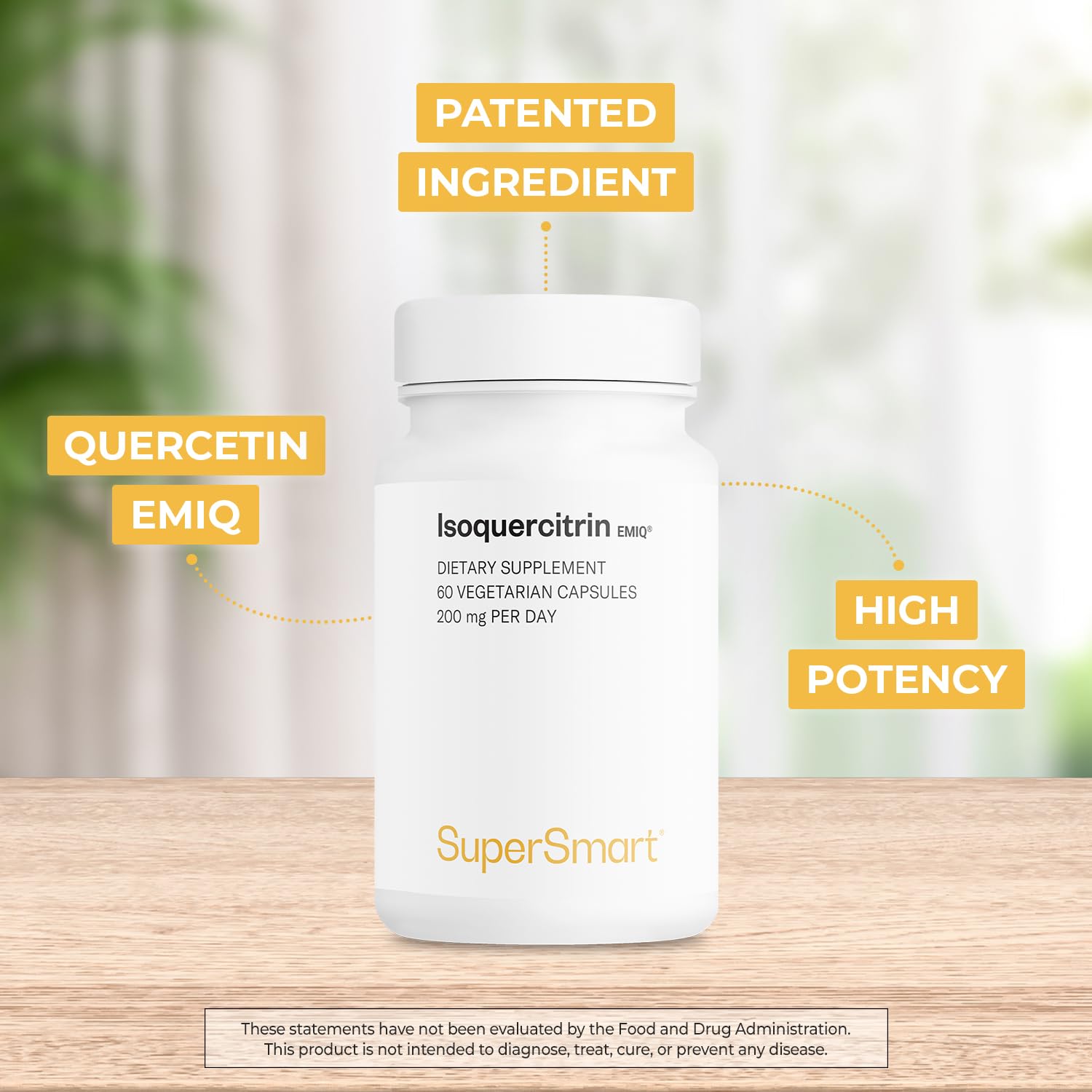 Supersmart EMIQ ingredient panel closeup highlights bioactive quercetin form