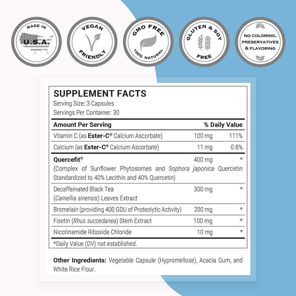 Supersmart Ester-C vitamin C graphic emphasizes gentle vitamin C source.