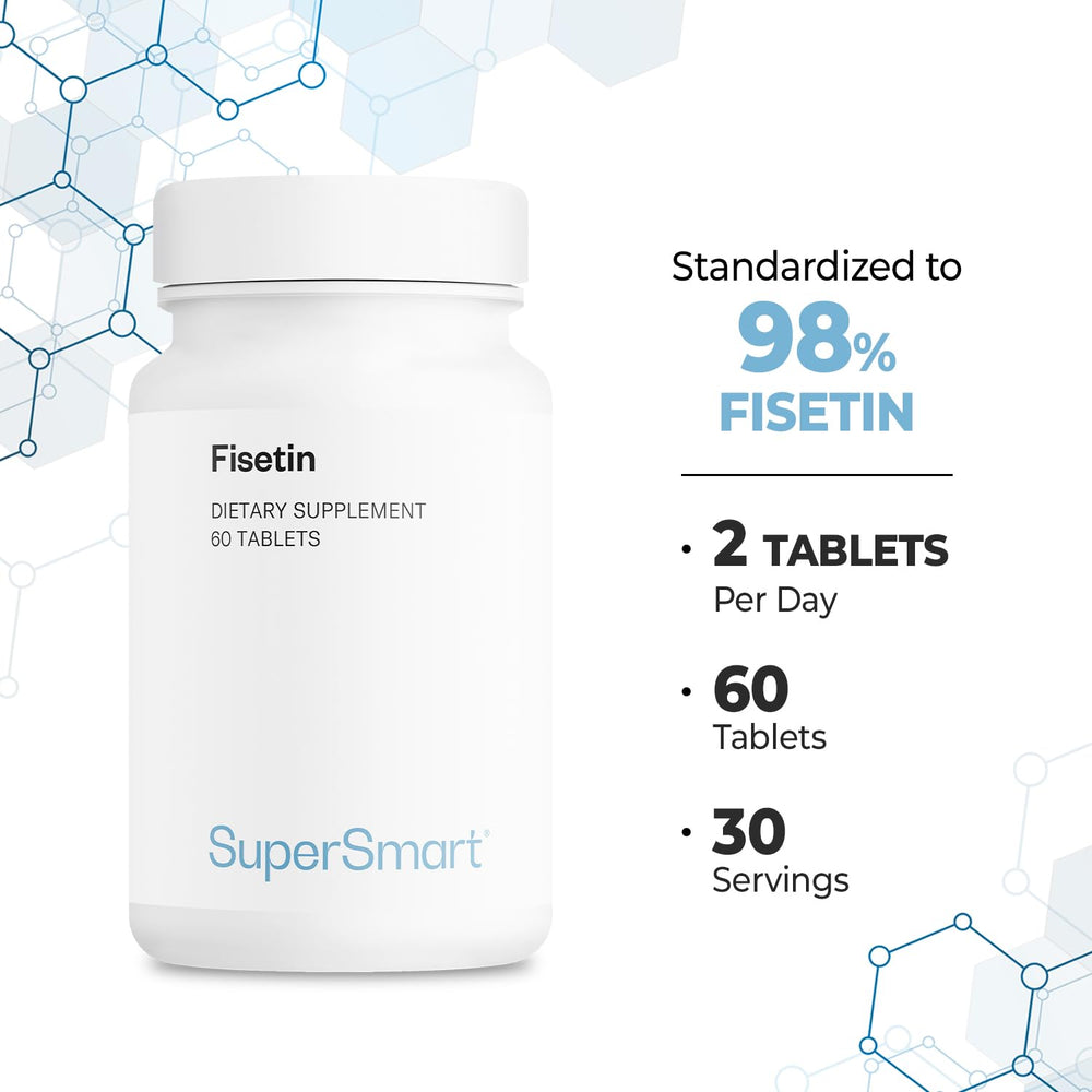 Supersmart Fisetin vegetarian-friendly capsules for plant-based diets.