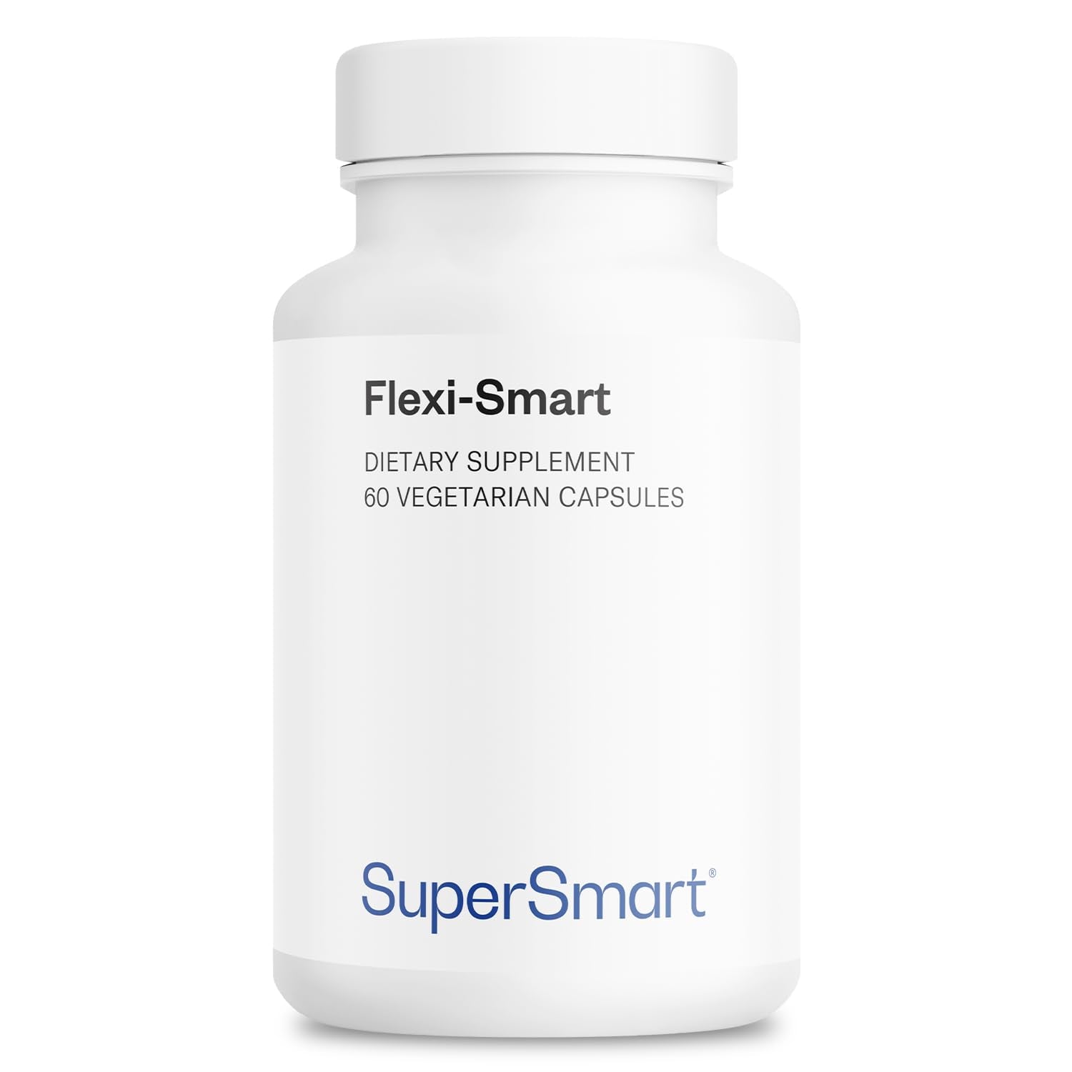Supersmart FlexiSmart bottle close-up with easy-to-swallow capsules for daily wellness.