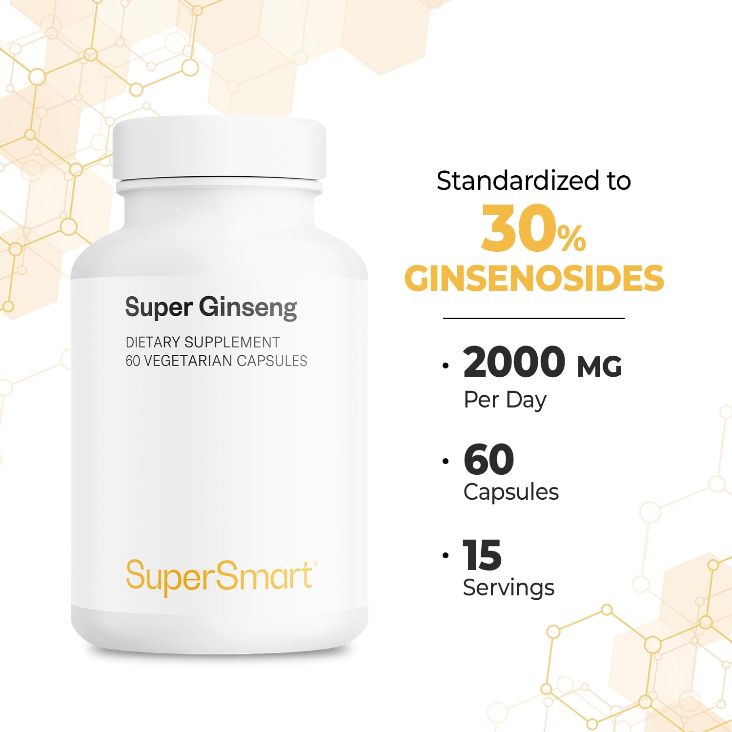 Supersmart ginseng label detailed view with clear ingredient info