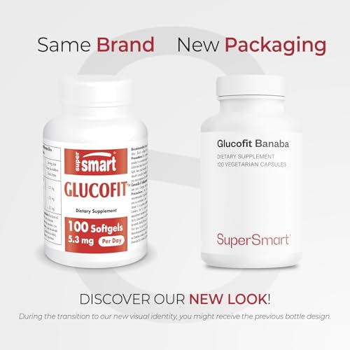 Glucofit bottle with spilled softgels suggests daily use.