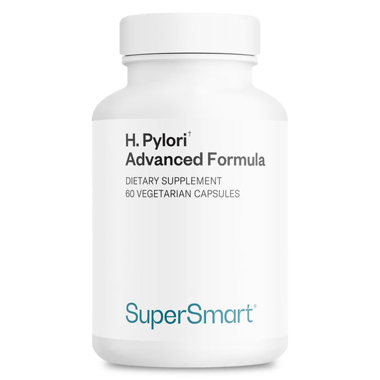 Supersmart H Pylori Advanced Formula bottle—easy dosing in vegetarian capsules