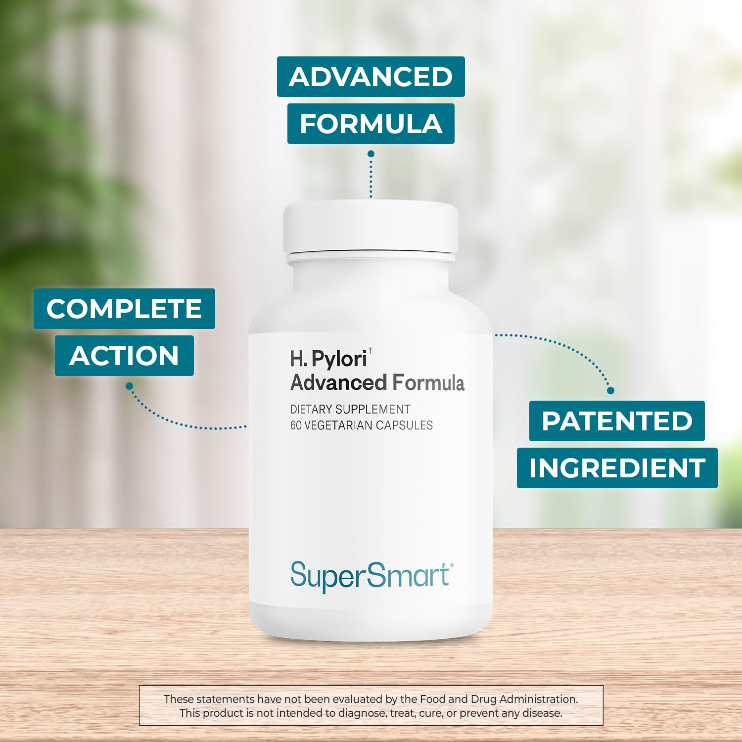 Supersmart H Pylori Advanced Formula label highlights USA made quality