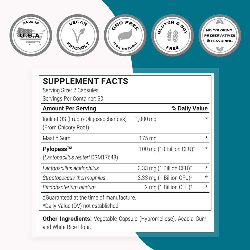 Supersmart H Pylori Advanced Formula with mastic gum imagery for digestive context