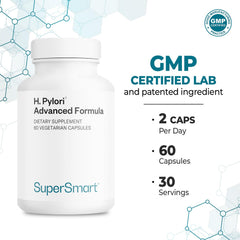 Supersmart H Pylori Advanced Formula capsules show probiotic and prebiotic blend