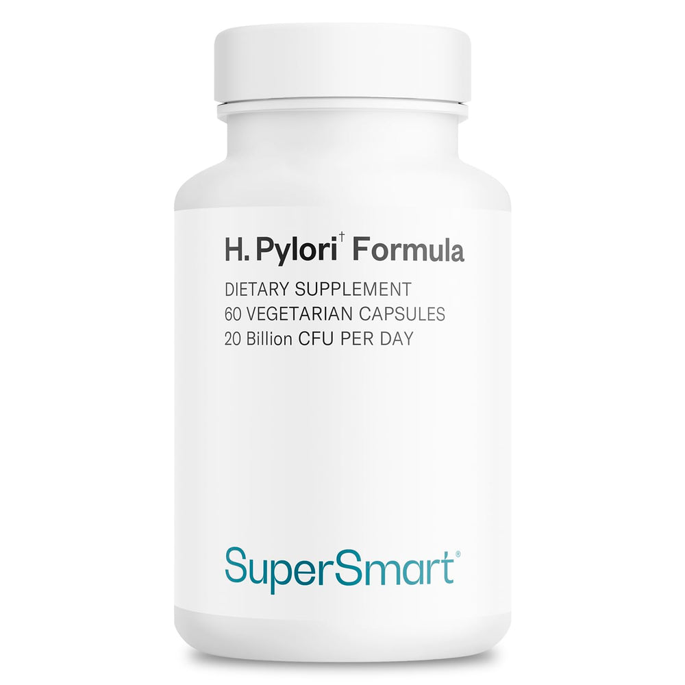 Supersmart H. Pylori Formula bottle with 60 vegan capsules for daily probiotic support.