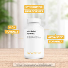 InflaRelief bottle opened with capsules visible for consistent daily use.