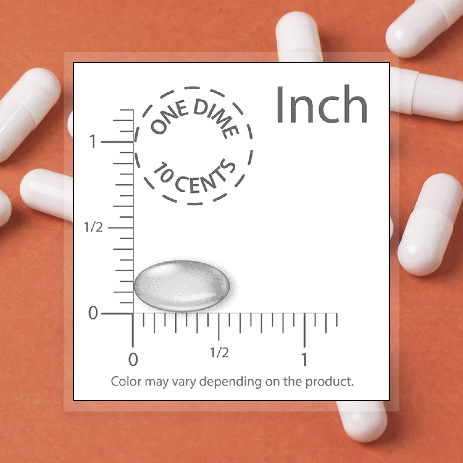Dosing illustration showing two softgels pulled from the bottle