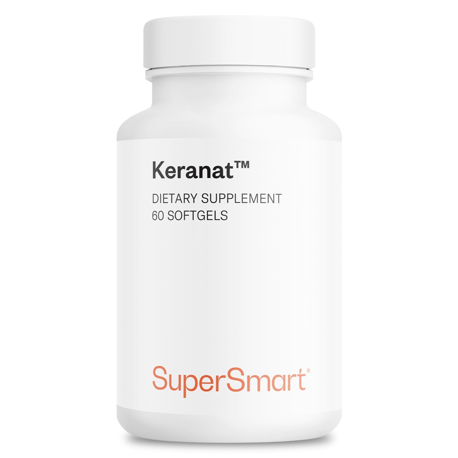 Supersmart Keranat softgel bottle for convenient daily hair support.