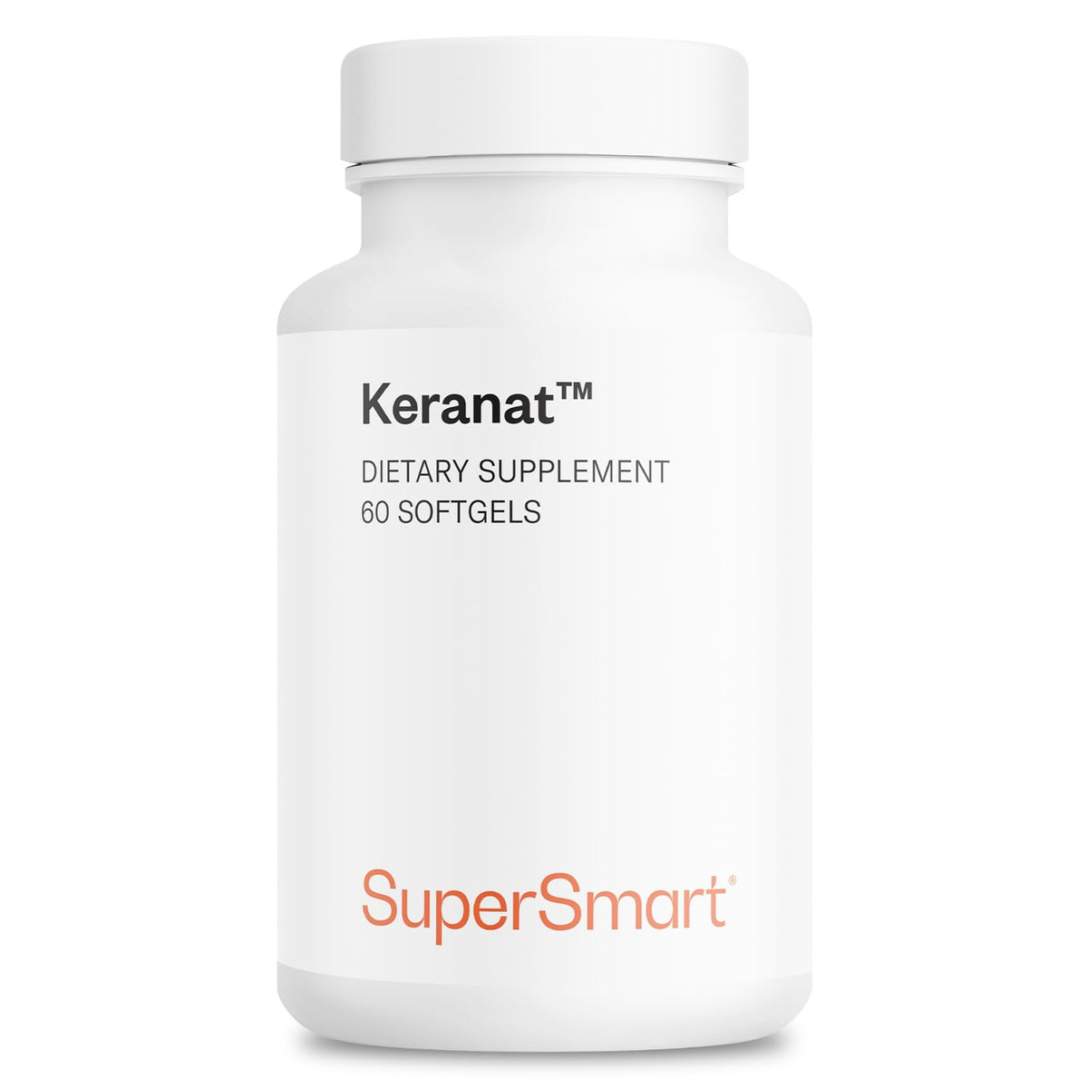 Supersmart Keranat softgel bottle for convenient daily hair support.