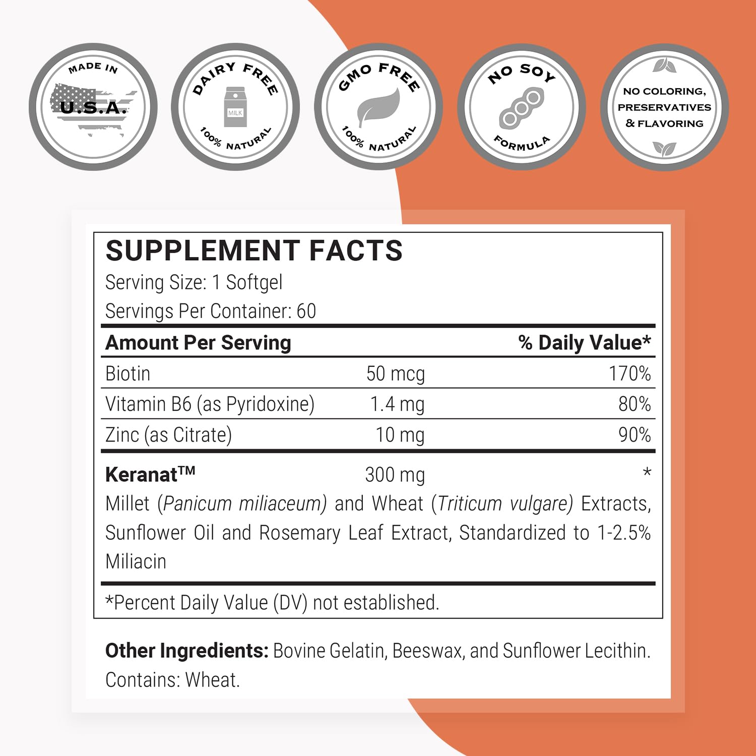 Zinc and biotin in Keranat support healthy hair vitality.