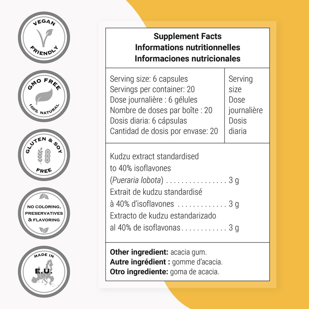 Supersmart Kudzu Extract bottle highlights non-GMO and gluten-free quality.