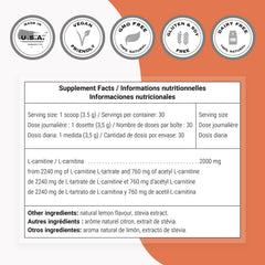 Supersmart L-Carnitine Formula label close-up highlights non-GMO and gluten-free ingredients