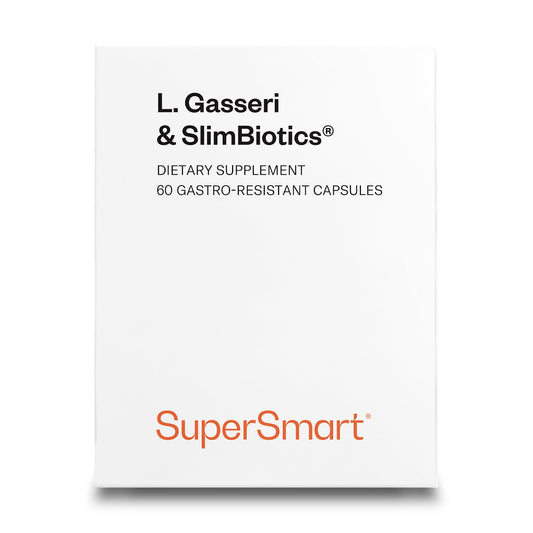 Supersmart L. Gasseri SlimBiotics bottle showing the advanced formula for daily probiotic support
