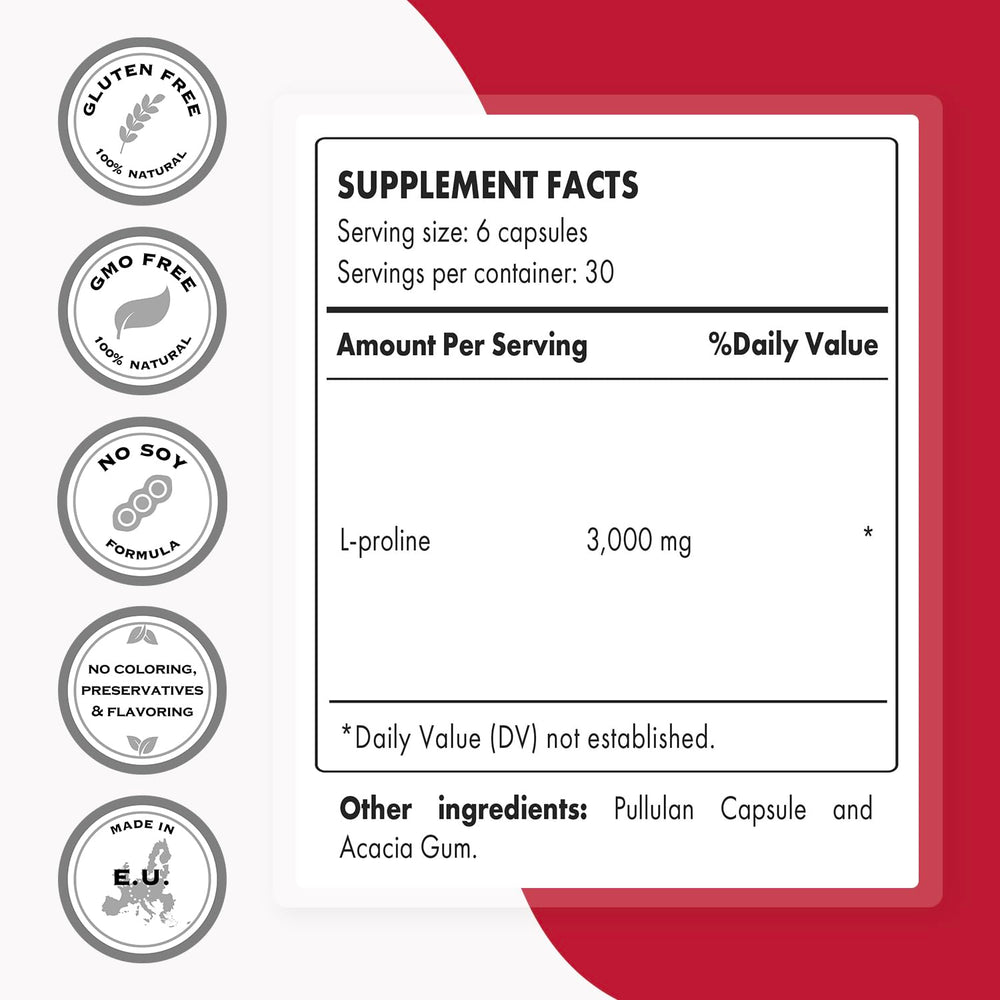 Supersmart L-Proline vegetarian capsules emphasizing vegan-friendly formulation