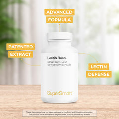 Supersmart Lectin Flush bottle top view highlights easy supplement access.