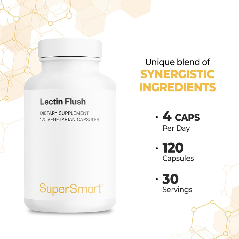 Supersmart Lectin Flush ingredients panel highlights NAC and L-glutamine.